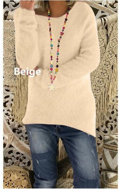 Suéter Holgado de Manga Larga Liso para Mujer - Otoño e Invierno - Image 10