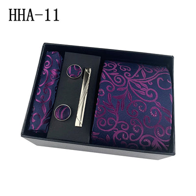 Set de Corbata Paisley con Clip y Caja de Regalo - Corbata Negra Elegante para Negocios - Image 16