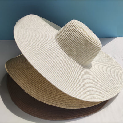 Sombrero de Paja con Ala Ancha 14CM Protección Solar para Playa