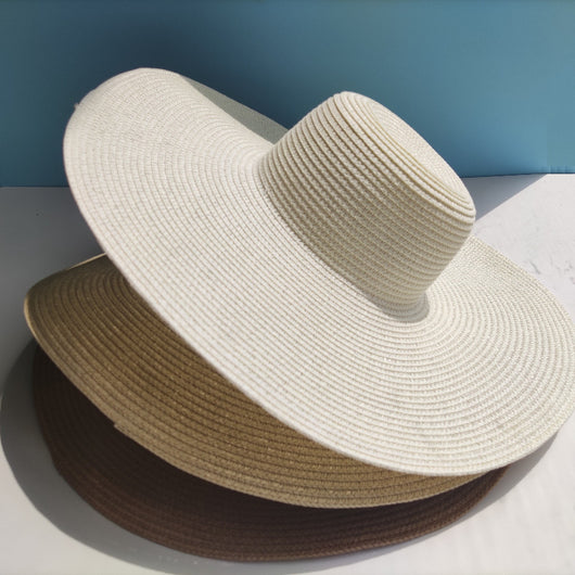 Sombrero de Paja con Ala Ancha 14CM Protección Solar para Playa