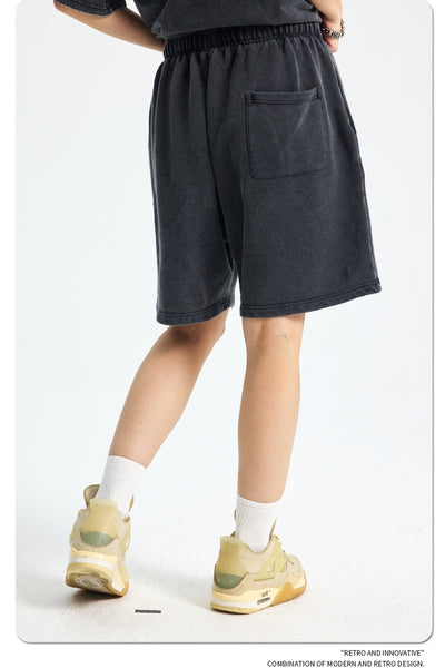 Shorts Deportivos de Algodón Puro Teñidos con Patrón Vintage Lavado - Image 70