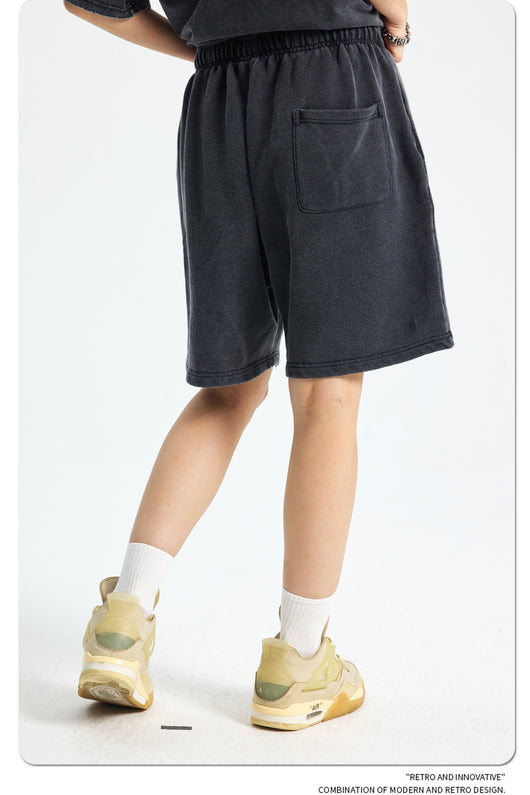 Shorts Deportivos de Algodón Puro Teñidos con Patrón Vintage Lavado - Image 70