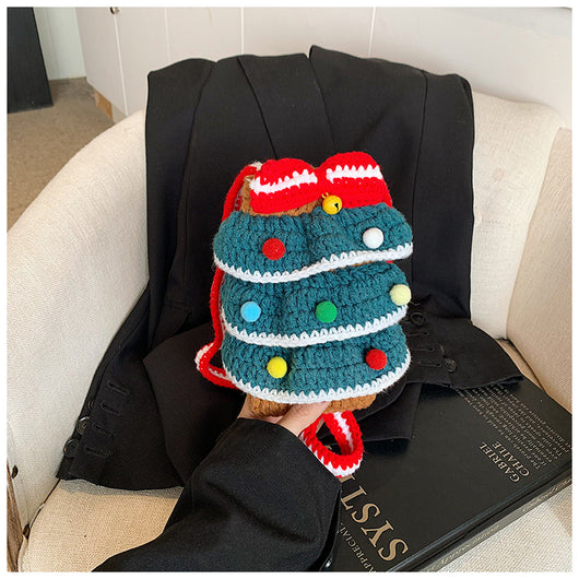 Bolso Cuadrado Navideño de Punto con Árbol de Navidad y Bloques de Color - Image 16