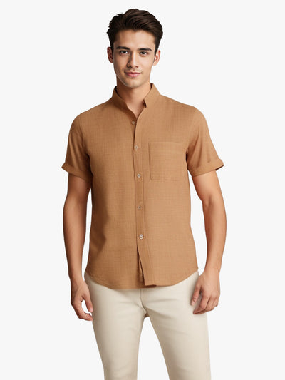 Camisa Casual de Lino y Algodón Transpirable para Hombre - Manga Corta - Image 4