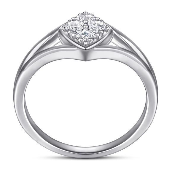 Anillo de Plata Esterlina para Mujer con Diamante - Diseño Nupcial