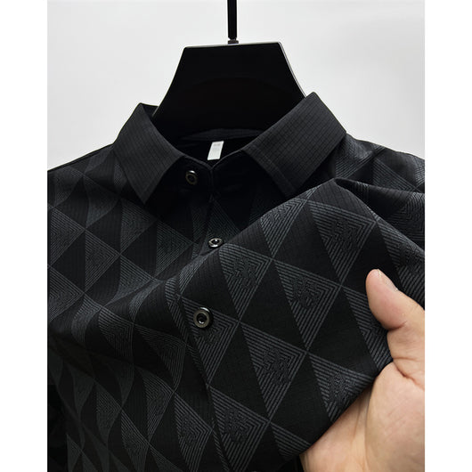 Camisa Manga Larga Ice Silk Slim Fit para Hombre - Image 6