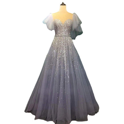 Vestido de Lujo Gris con Mangas Volantes - Elegancia Sofisticada para Eventos - Image 6
