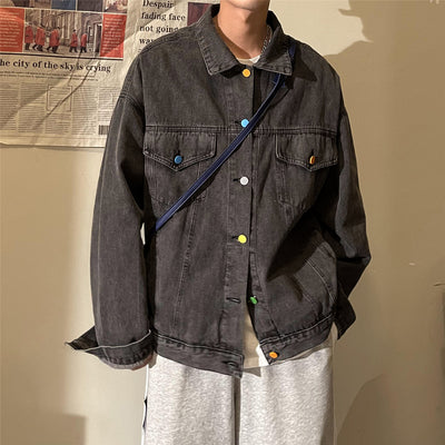 Chaqueta Denim Vintage Suelta para Hombre - Image 8