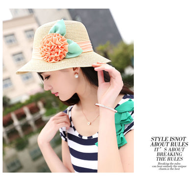 Sombrero de Sol Plegable con Flores Tridimensionales para Mujer - Image 12