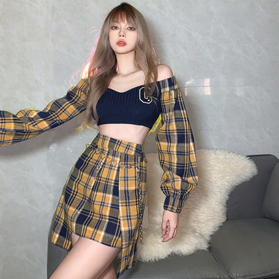 Conjunto Corto Estilo Retro Hot Girl - Traje de Moda - Image 15