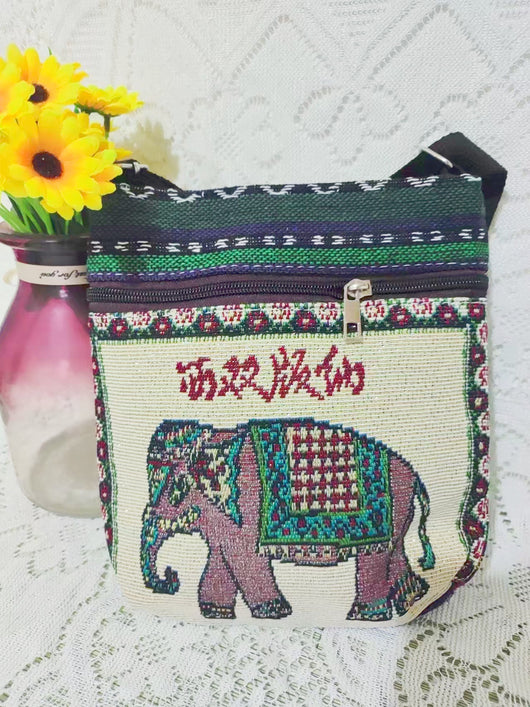 Bolso Bandolera Bordado Étnico con Elefante y Mariposa Estilo Chino - Image 56