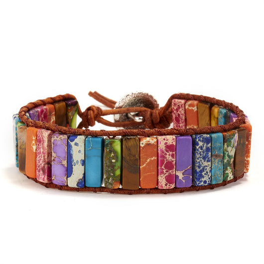 Pulsera de Cuero Tejida a Mano con Piedra Imperial Coloreada - Image 20