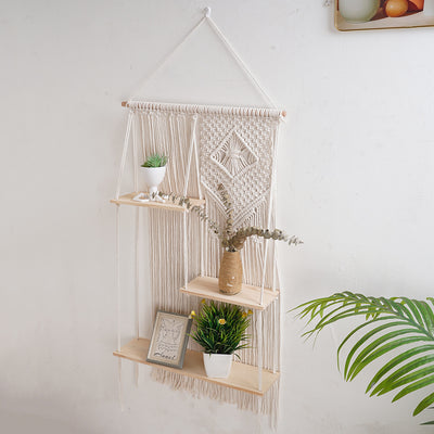 Estante Tapiz de Cuerda de Algodón Tejido Bohemio - Image 3