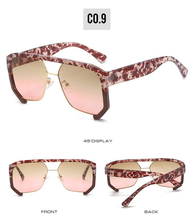 Black frame large rim hip hop sunglasses with gradient purple lenses and a gold-tone double bridge. - Image 19