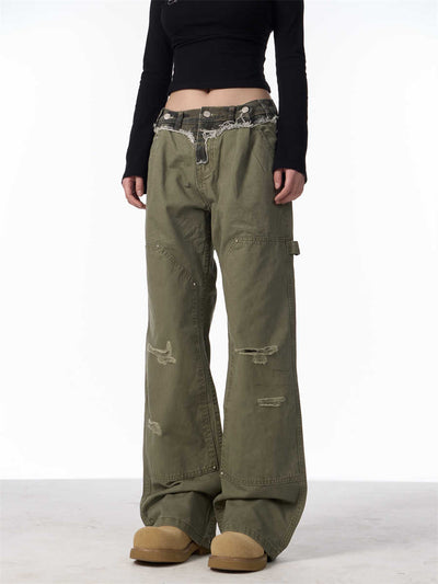 Pantalones Cargo Rotos Rectos Estilo Logging Casual - Image 9