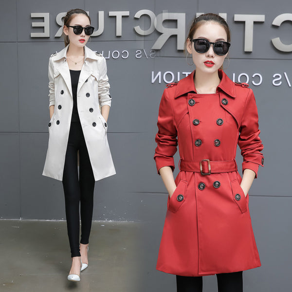 Abrigo Trench Coat Ajustado Talla Grande Largo Medio