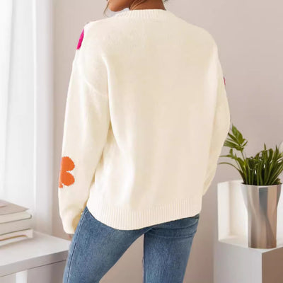 Blusa Casual de Punto con Cuello V y Mangas Largas Estampado Floral - Image 2