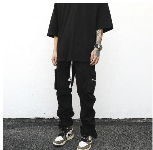 Pantalones Cargo con Cordón y Bolsillos Laterales para Hombre
