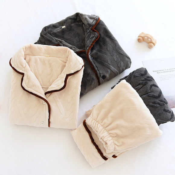 Pijamas de Franela para Parejas Otoño e Invierno