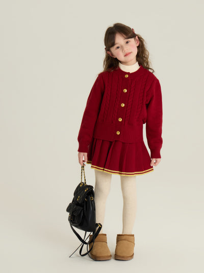 Conjunto Infantil Cardigan Tejido con Falda Plisada - Image 17
