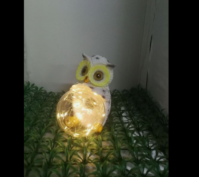Luz Solar LED de Jardín con Figura de Búho en Resina - Image 6