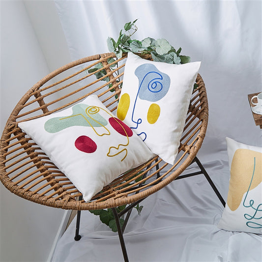Funda de almohada con bordado geométrico