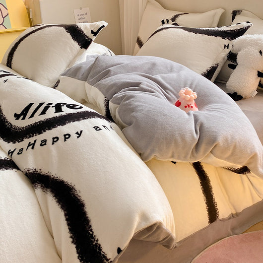 Juego de Cama Invierno Franela Coral 4 Piezas - Funda Nórdica y Sábanas Gruesas - Image 45