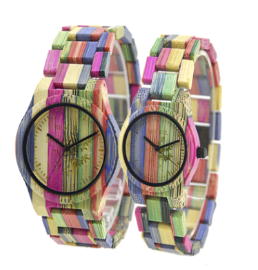 Reloj de Pareja en Madera de Bambú Teñida