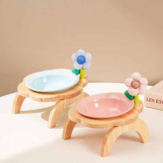 Comedero y Bebedero para Gatos con Soporte de Madera - Diseño Floral en Cerámica - Image 19