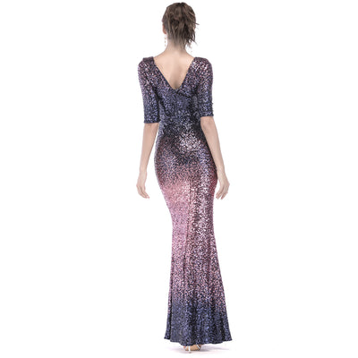 Vestido Ajustado Cola de Pez con Lentejuelas - Image 25