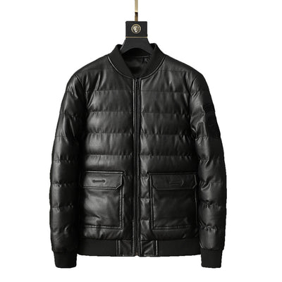 Chaqueta de Cuero Coreana para Hombre - Abrigo de Invierno Elegante y Cálido - Image 3