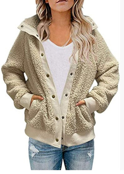 Cardigan de Polar Grueso con Bolsillos para Mujer - Abrigo Cálido de Color Puro - Image 12
