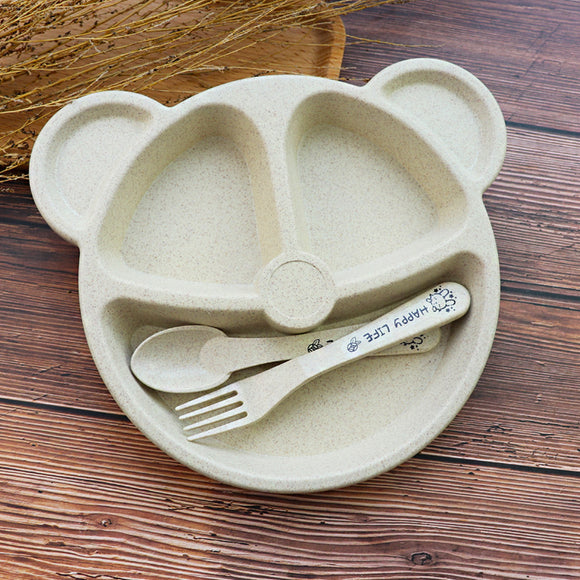Juego de Plato, Cuchara y Tenedor para Bebé - Vajilla Infantil Panda