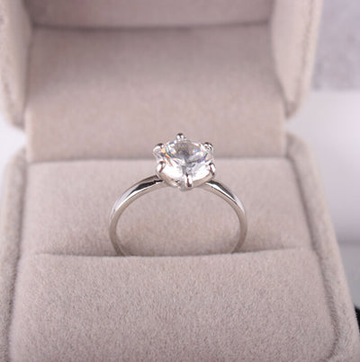 Anillo de Compromiso Plata 925 con Zirconia de Seis Puntas - Joya de Boda para Parejas - Image 3