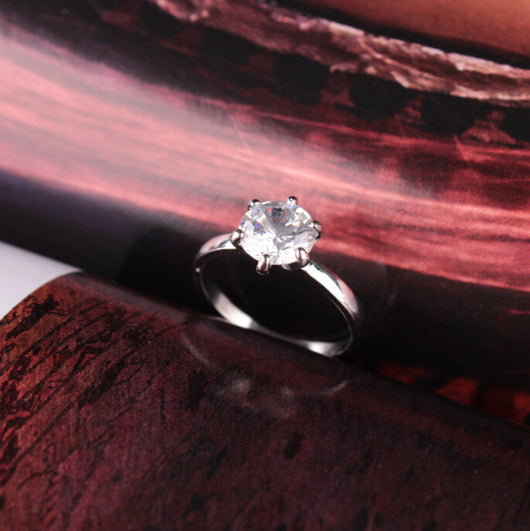 Anillo de Compromiso Plata 925 con Zirconia de Seis Puntas - Joya de Boda para Parejas - Image 4