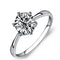 Anillo de Compromiso Plata 925 con Zirconia de Seis Puntas - Joya de Boda para Parejas
