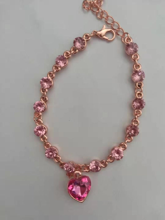 Pulsera de Diamantes Brillantes con Corazón de Durazno Cristalino - Image 19
