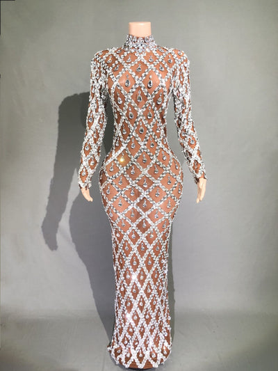 Vestido de Fiesta Elegante con Cristales Brillantes para Mujer - Image 48