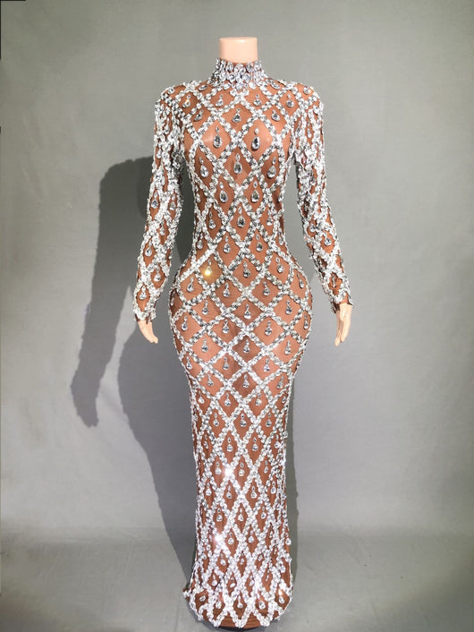 Vestido de Fiesta Elegante con Cristales Brillantes para Mujer - Image 48