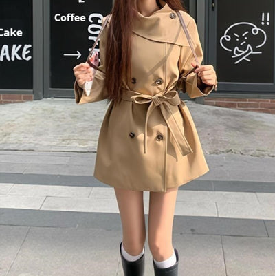 Abrigo Elegante Cintura Ajustable Estilo Coreano Primavera Otoño Talla Petite - Image 2