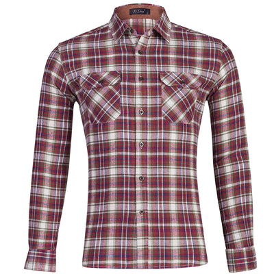 Camisa de Cuadros Doble Bolsa Manga Larga para Hombre - Image 12