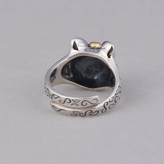 Anillo de Plata 925 Gato de la Suerte Retro con Diseño Gatito Adorable - Image 3