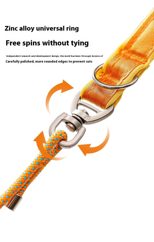 Red anti-knot competition grade P rope dog leash with a padded handle and metal hardware. - Image 17