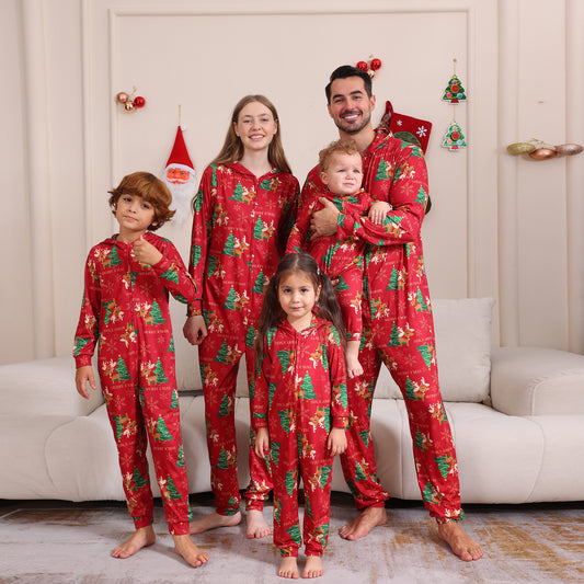 Conjunto Navideño Familiar de Pantalones Largos para Niños y Niñas
