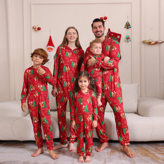 Conjunto Navideño Familiar de Pantalones Largos para Niños y Niñas