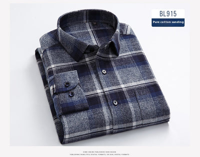 Camisa de Cuadros Algodón Peinado Manga Larga para Hombre - Casual Profesional Otoño Invierno - Image 21