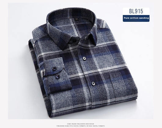 Camisa de Cuadros Algodón Peinado Manga Larga para Hombre - Casual Profesional Otoño Invierno - Image 21