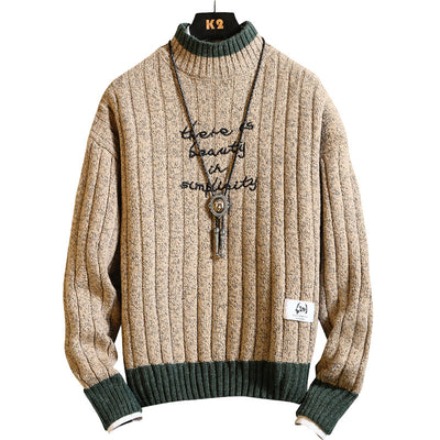 Suéter con Cuello Alzado y Bordados Decorativos - Image 3