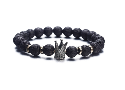 Pulsera de Piedra Volcánica con Circonitas y Corona de Moda Europea - Image 4