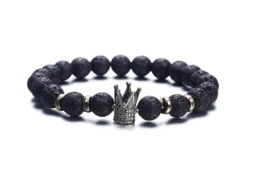Pulsera de Piedra Volcánica con Circonitas y Corona de Moda Europea - Image 4